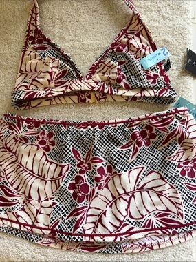 Anne Klein Black, Cream and Crimson Swimsuit